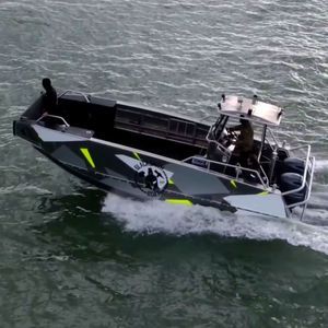 barge de travail / bateau antipollution / hors-bord