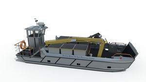 barge de travail / bateau antipollution / in-bord