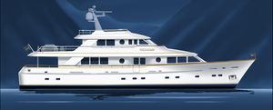 motor-yacht raised pilothouse / coque à déplacement