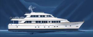 super-yacht de luxe traditionnel / raised pilothouse / coque à déplacement