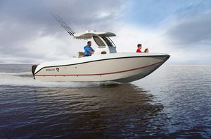 cabin-cruiser catamaran / hors-bord / bimoteur / hard-top