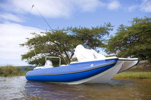 bateau pneumatique catamaran / hors-bord / pliable / à console centrale