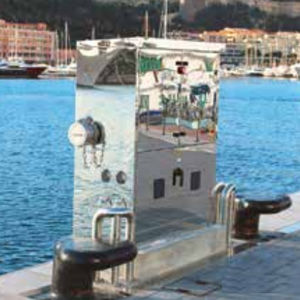 borne de distribution électrique / de distribution d'eau / pour ponton / en acier inoxydable