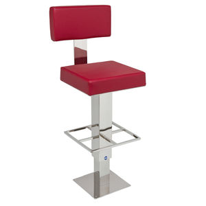 tabouret de bar pour yacht / en acier inoxydable poli / base carrée