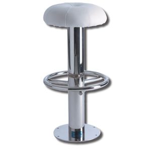 tabouret de bar pour yacht / en acier inoxydable poli / base ronde