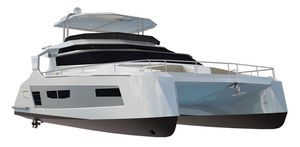 motor-yacht catamaran / de croisière / à fly / ligne d'arbre