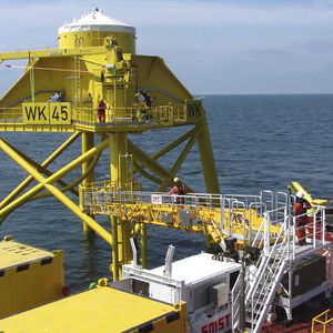 passerelle pour navire de service offshore / télescopique / avec compensation de mouvement / hydraulique