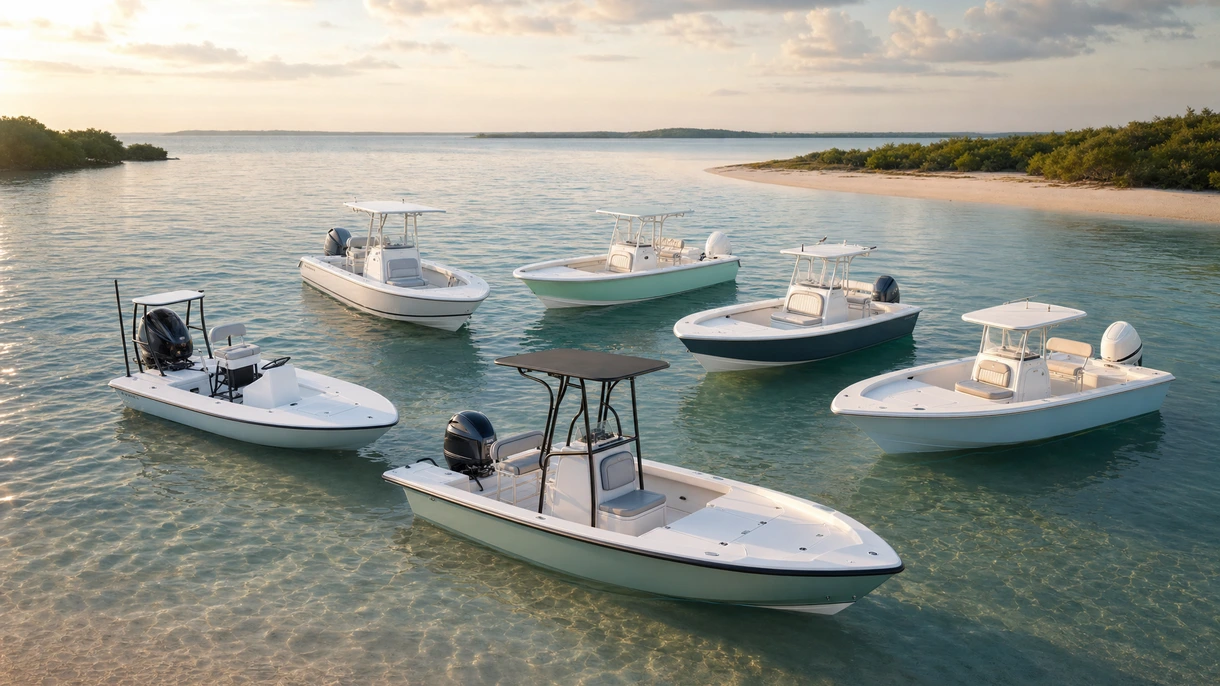 Bay boat professionnel naviguant dans les eaux côtières lors d'une patrouille de sécurité maritime et d'une opération d'essai de flotte.