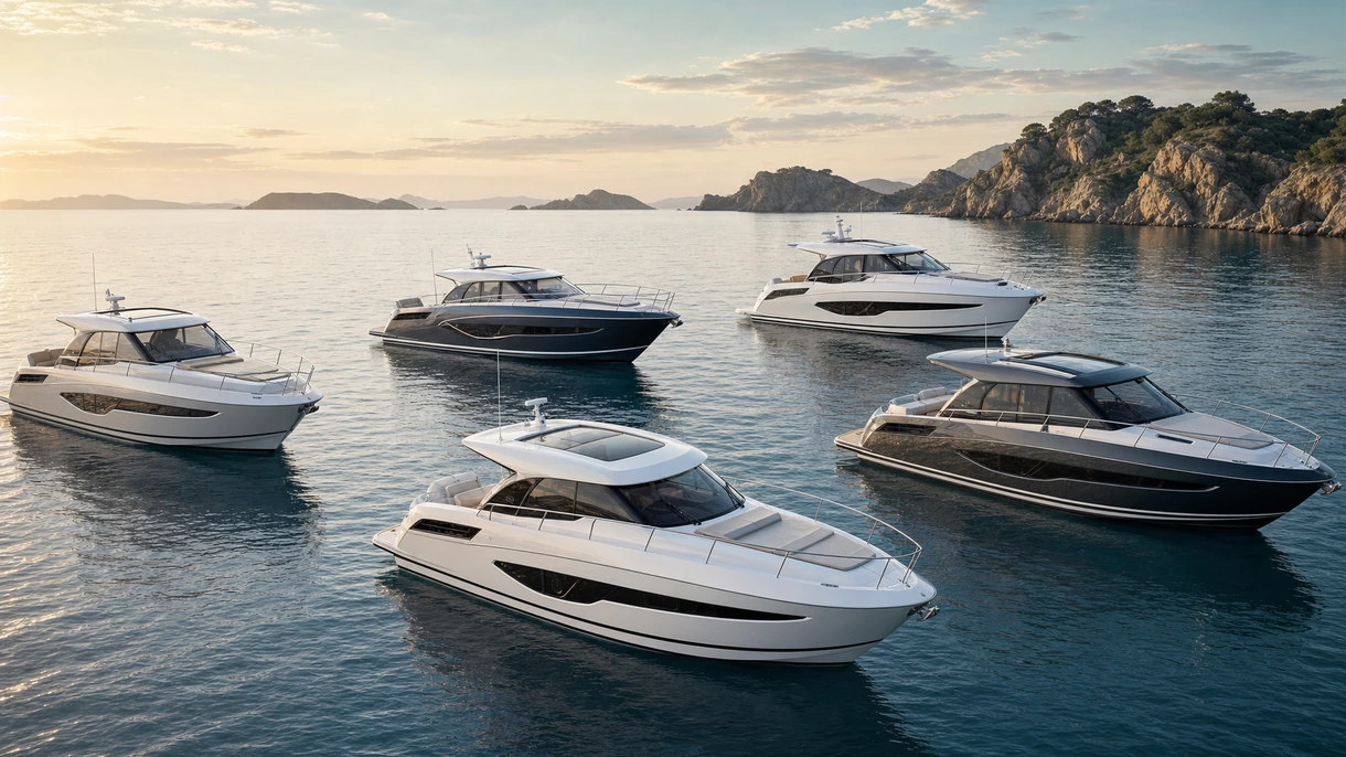 Vedette hard-top professionnelle naviguant dans un couloir de navigation commerciale à proximité d'un terminal portuaire européen moderne lors d'essais en mer.