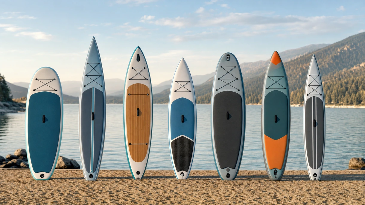 Équipage professionnel déployant des stand-up paddle gonflables robustes depuis la plateforme de baignade d'un superyacht pour l'usage des clients.