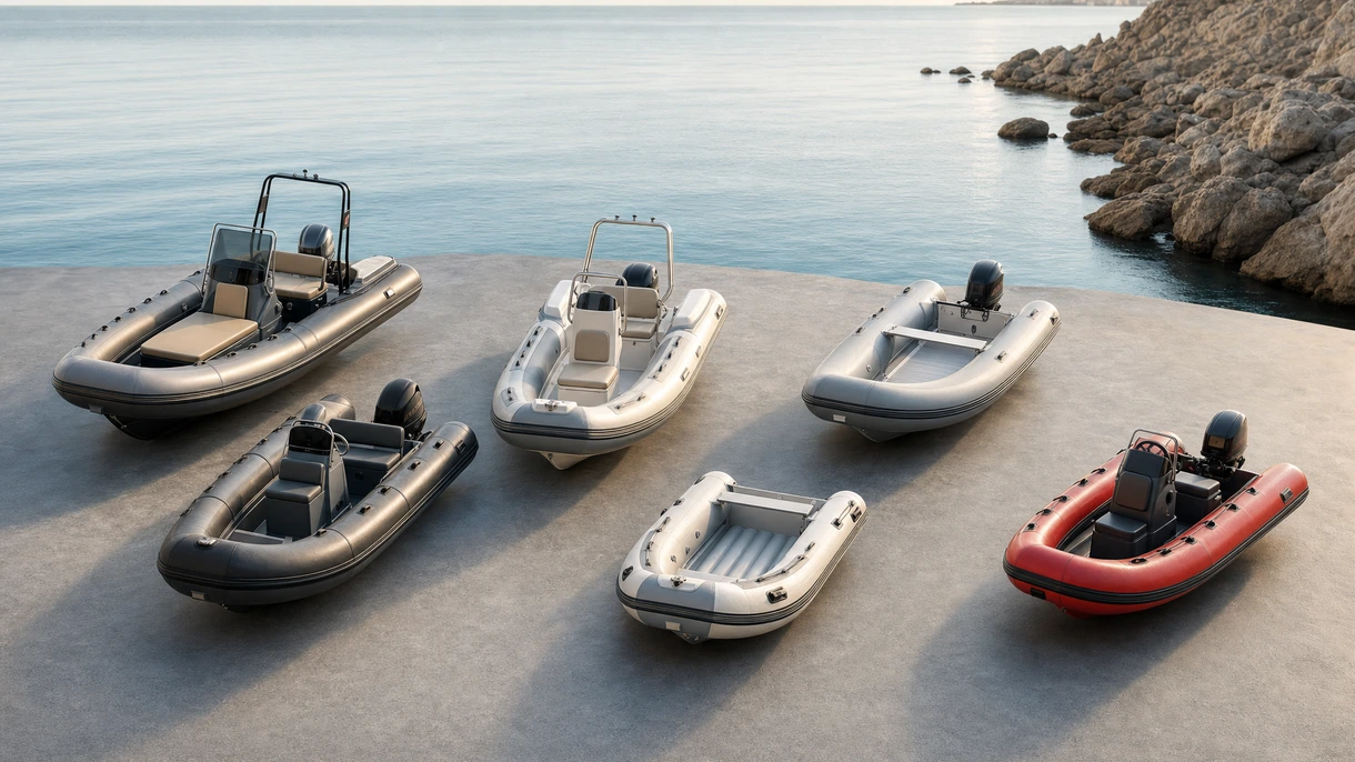 Équipage professionnel opérant un bateau pneumatique de sport semi-rigide à grande vitesse lors d'une liaison bord-terre dans des eaux côtières agitées.