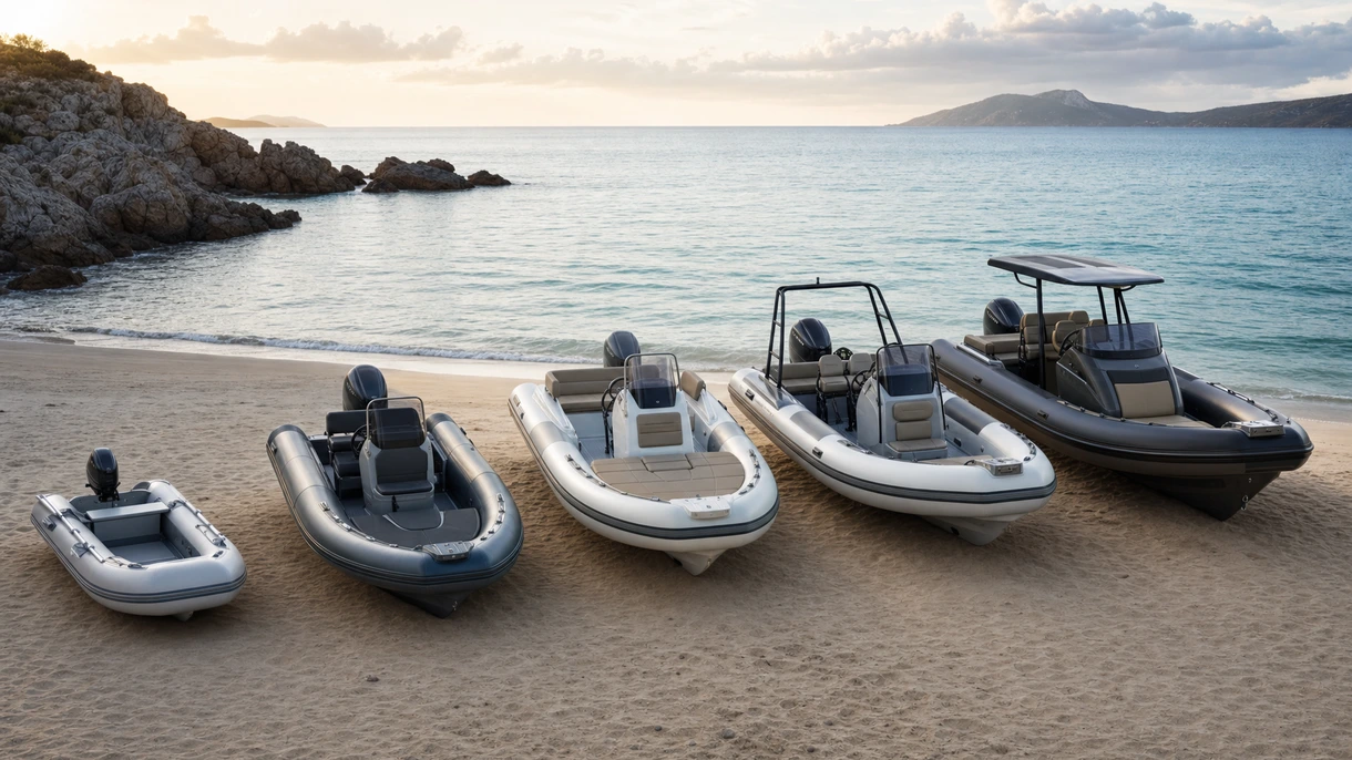 Bateau pneumatique hors-bord professionnel utilisé comme annexe de transfert d'équipage aux côtés d'un navire commercial par mer formée.