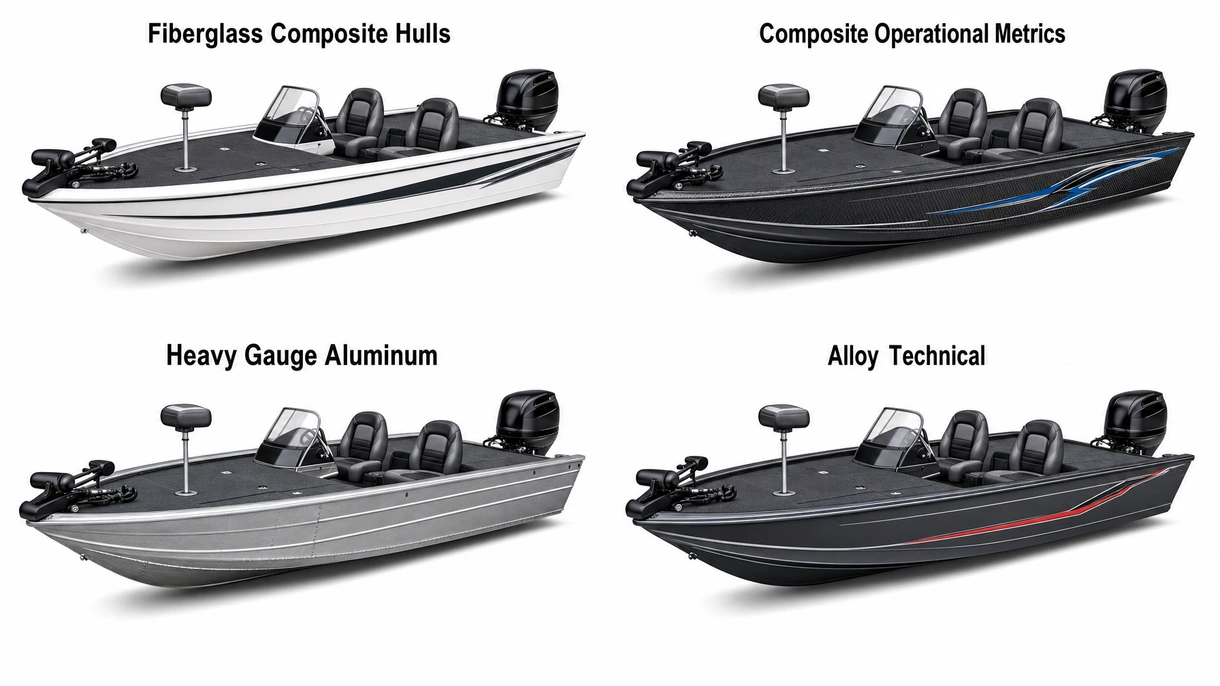 Gros plan technique du poste de pilotage d'un bass boat comprenant des écrans de sondage doubles intégrés et des commandes d'accélération électroniques de précision.