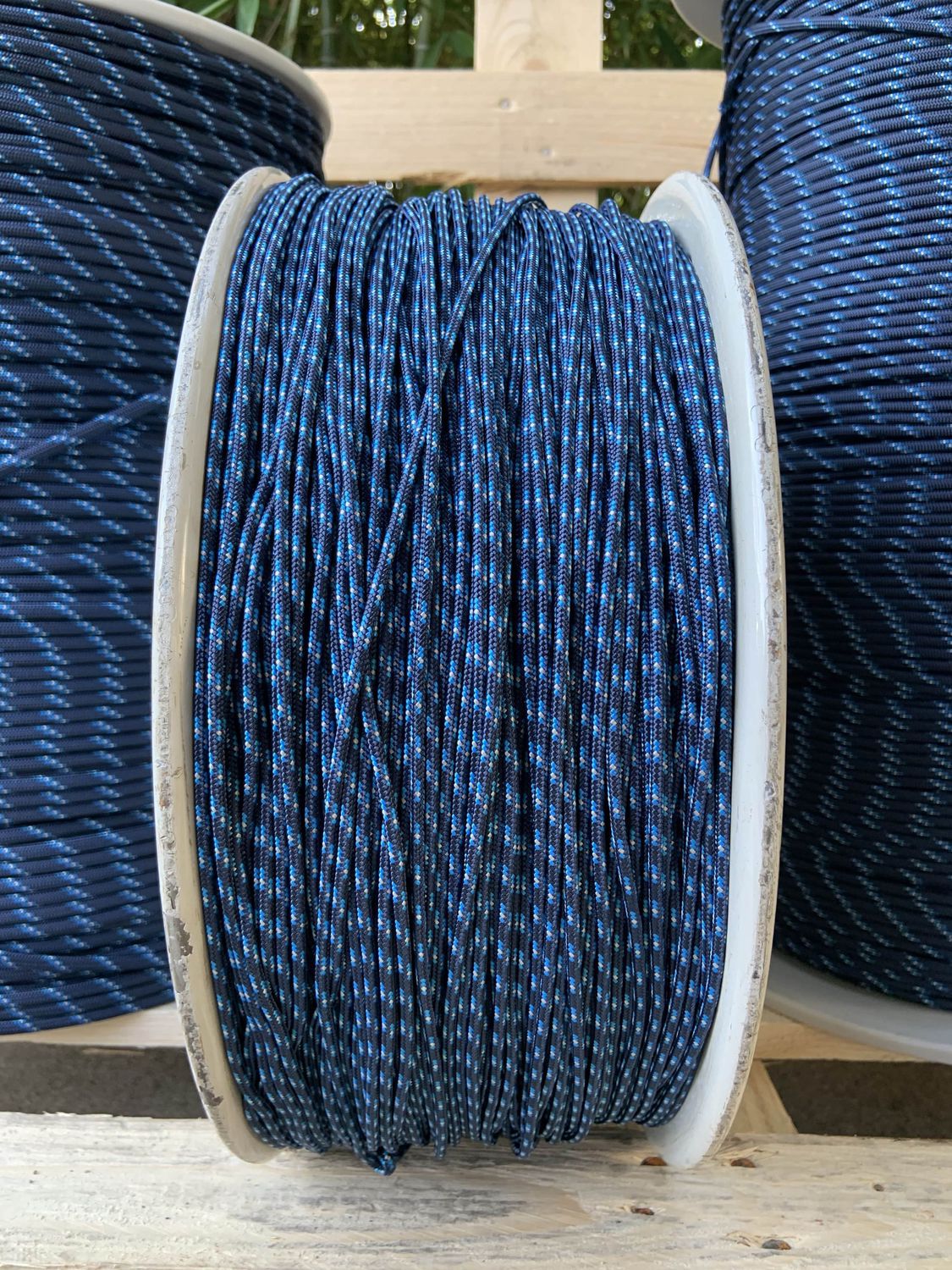 Corde Yacht Double Tresse Polyester – 9/16" X 50 Pieds – Bleu Ox Rope – Noir/argent