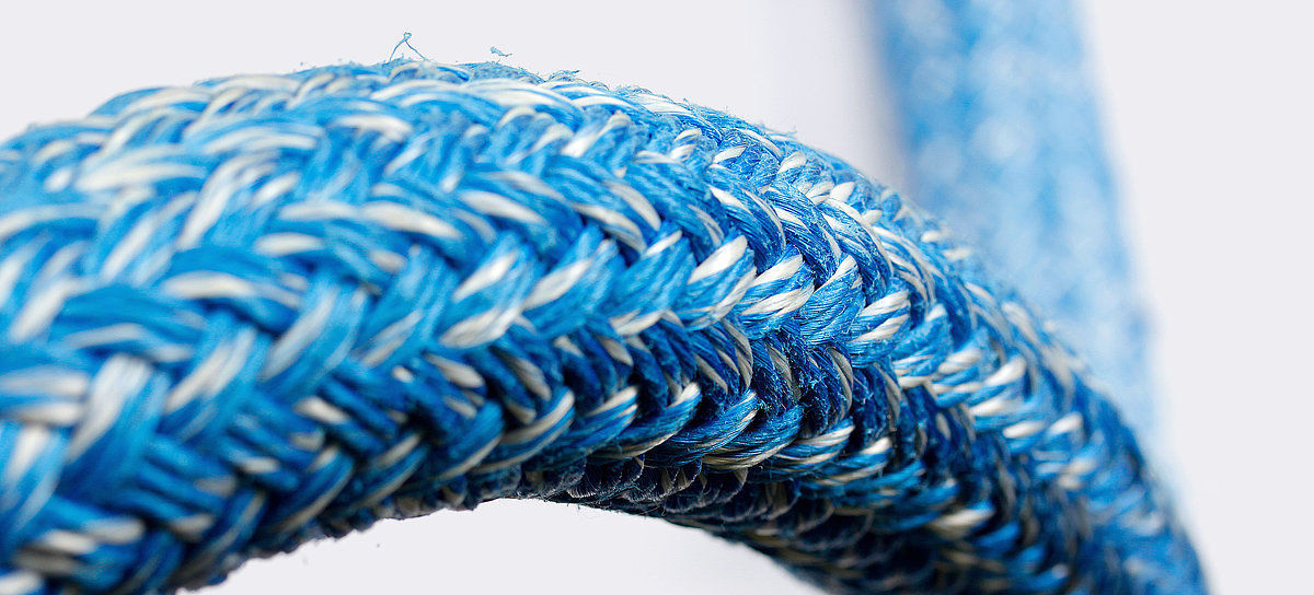 06.447.08 Double tresse jaune/bleu 8 mm - Bobine de 200 M