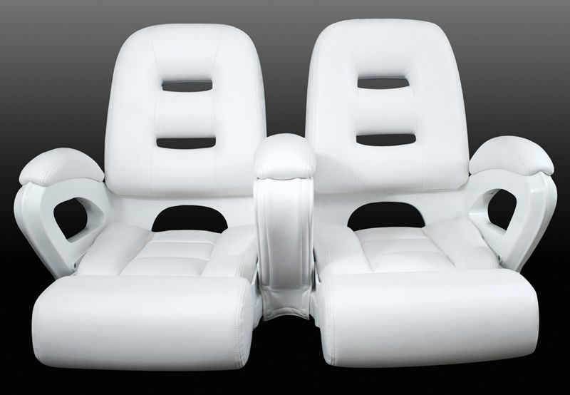 Siège Bateau Pliant Pro.tec - Similicuir Gris/blanc - 521x457x408 Mm - Confortable Et Imperméable