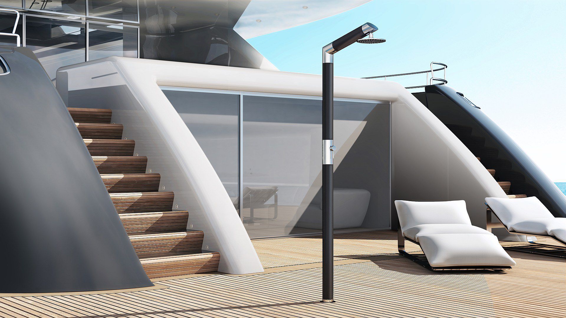 Douche pour yacht CARBON & STEEL Y SB BC Inoxstyle de pont pour