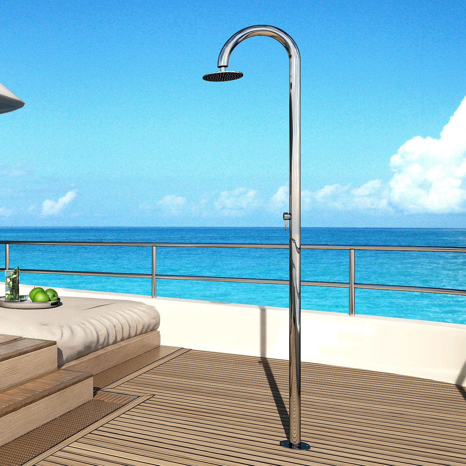 Kit Douche Marine 2,5m Rétractable Pour Bateau – Pommeau + Tuyau + Boîtier, Léger