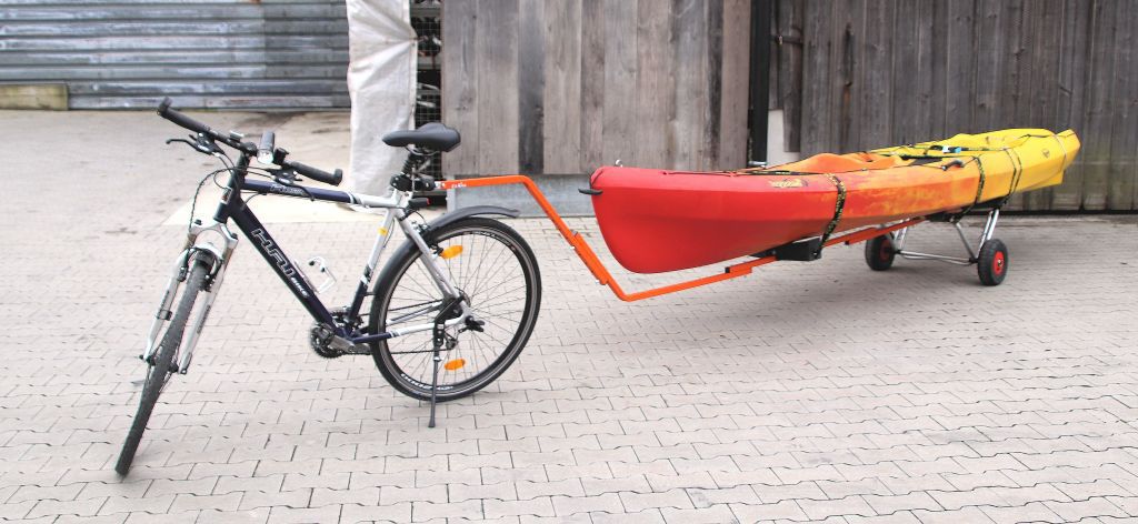 Remorque à vélo ou piéton avec barre d'attelage universelle et tissu