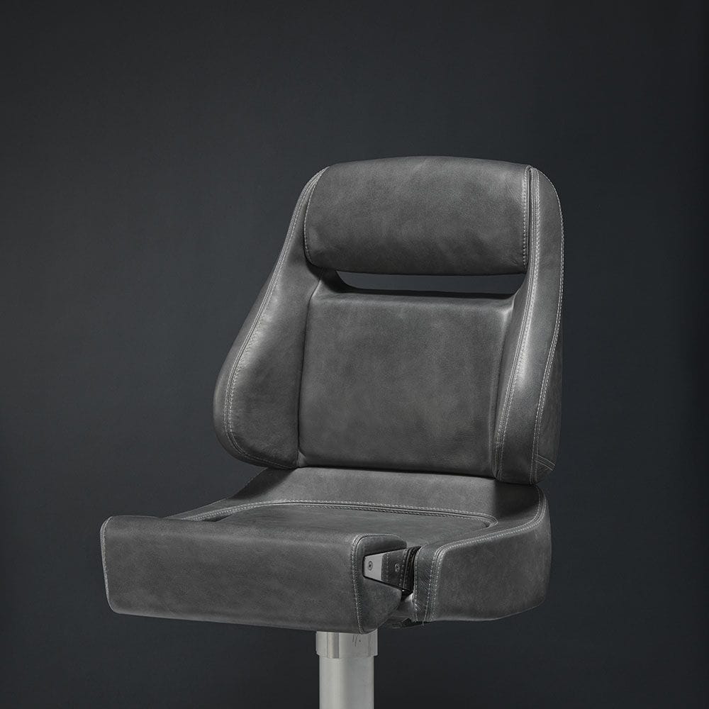 Pro.tec 2X Sièges Pilot Chaise Bateau Similicuir Gris Blanc 490x400x390mm - Confort Marine