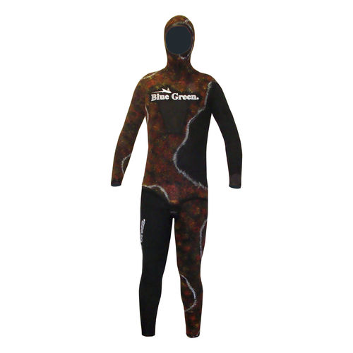 Combinaison en néoprène de chasse sous-marine - Chal­lenge Camo - BlueGreen - à cagoule / deux pièces / 3,5 mm
