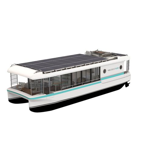 Bateau maison catamaran - INDIE  - HausbootGeist - in-bord / électrique / solaire