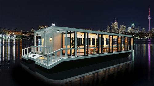 Bateau maison catamaran - TANNA - EGO Floating Inc. - in-bord / bimoteur / double pont terrasse