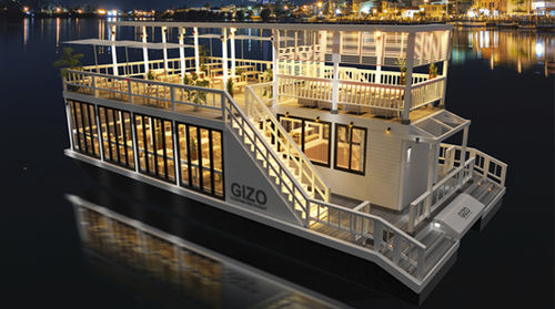 Bateau maison catamaran - GIZO - EGO Floating Inc. - in-bord / bimoteur / double pont terrasse