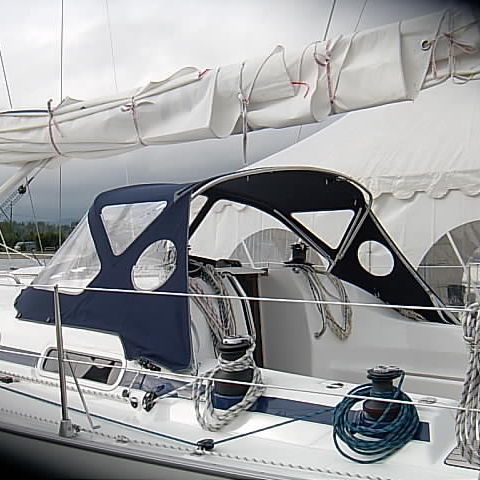 Capote de roof pour voilier - Bavaria 42 Match - KAPELL ANNAT - pour cockpit / structure en acier inoxydable / bleue