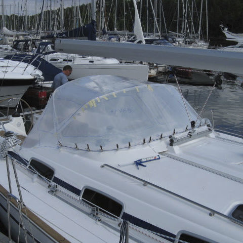 Capote de roof pour voilier - Bavaria 47 - KAPELL ANNAT - pour cockpit / structure en acier inoxydable / blanche