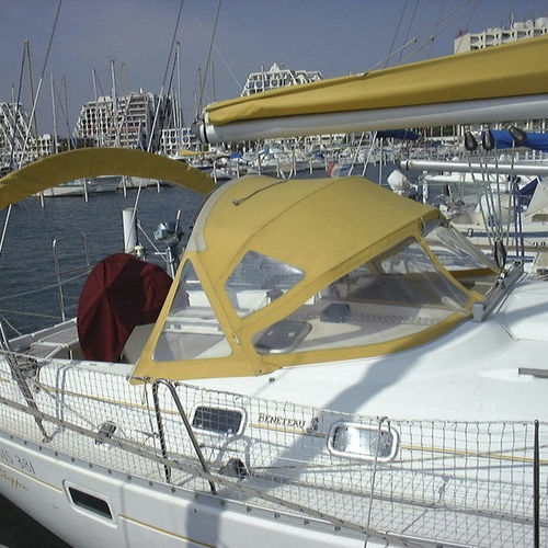 Capote de roof pour voilier - Oceanis 381 - KAPELL ANNAT - pour cockpit / structure en acier inoxydable / jaune