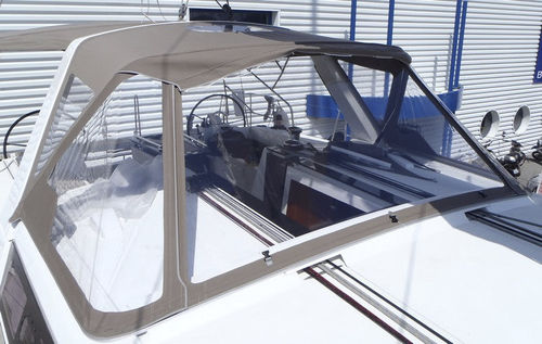 Capote de roof pour voilier - Oceanis 48 - KAPELL ANNAT - pour cockpit / structure en acier inoxydable / marron