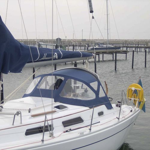 Capote de roof pour voilier - 315  - KAPELL ANNAT - pour cockpit / structure en acier inoxydable / bleue