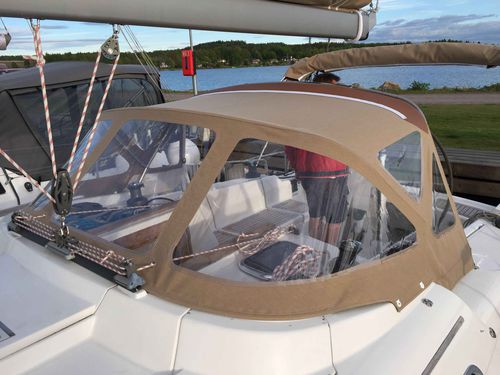 Capote de roof pour voilier - 400  - KAPELL ANNAT - pour cockpit / structure en acier inoxydable / marron