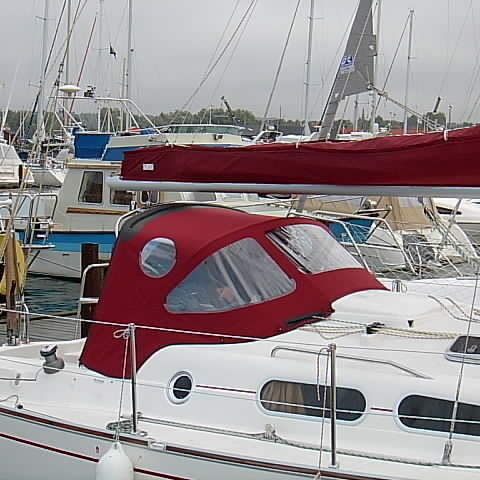 Capote de roof pour bateau - Delphia 29  - KAPELL ANNAT - pour cockpit / structure en acier inoxydable / rouge