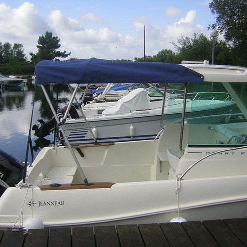 Taud de soleil pour bateau - Merry Fisher 585 Marlin - KAPELL ANNAT - pour cockpit / structure en acier inoxydable / bleu