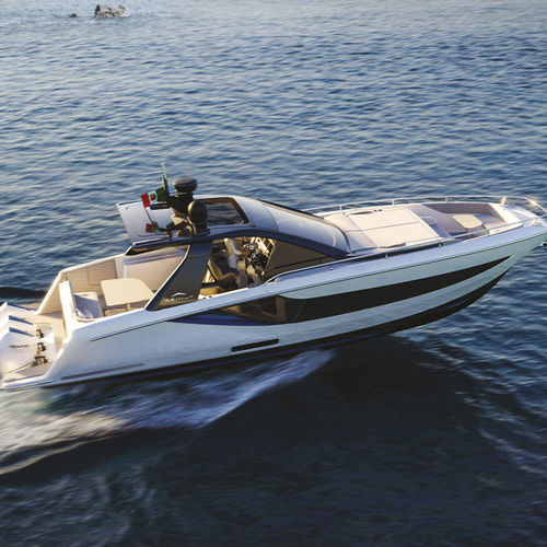Vedette hors-bord - VERVE 42 - Azimut - trimoteur / carène à redan / hard-top