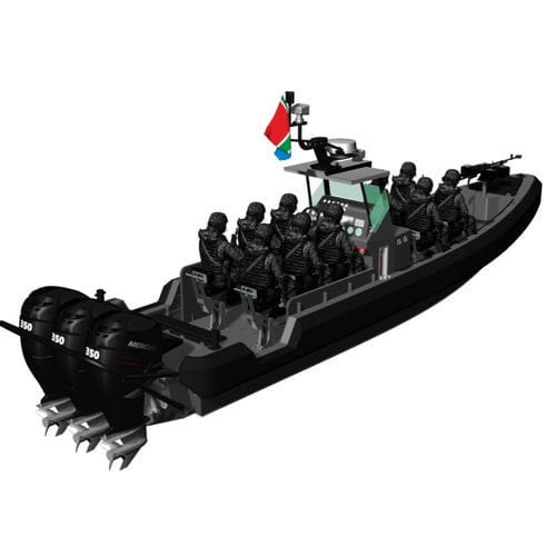 Bateau de surveillance - SHADOWHAWK 10 - KND Naval Design - hors-bord / en aluminium / coque rigide
