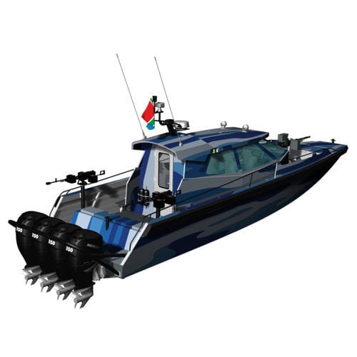 Bateau de surveillance - SHADOWHAWK 14 - KND Naval Design - hors-bord / en aluminium / coque rigide