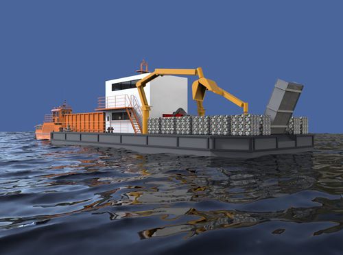 Barge de récupération des déchets - WARRIOR 16 - KND Naval Design - catamaran / in-bord / en aluminium