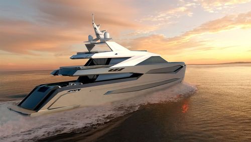 Super-yacht de sport - 42m - Brythonic Yachts - coque planante / en aluminium / avec piscine