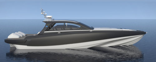 Vedette hors-bord - BLADERUNNER 45 GTO - ICE MARINE - trimoteur / hard-top / en carbone
