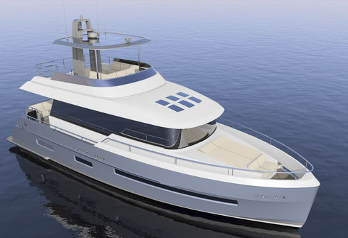 Motor-yacht de croisière - GULF - Warwick Yacht Design - à fly / 3 cabines / coque à déplacement