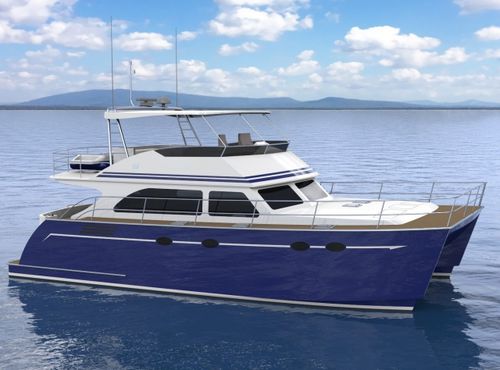 Vedette catamaran - JUSTON 47 POWERCAT - Lyman Morse - in-bord / à fly / T-Top