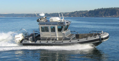 Bateau de surveillance - SAFE 29 Walk Around Cabin - Safe Boats - hors-bord / en aluminium / bateau pneumatique semi-rigide
