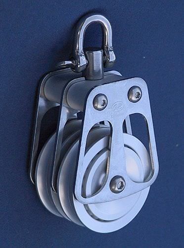 Poulie double - 711309 - OH MARINE EQUIPMENT - à émerillon / à roulement à billes / cordage max. : 30 mm