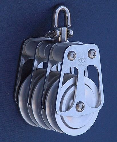 Poulie triple - 711319 - OH MARINE EQUIPMENT - à émerillon / à roulement à billes / cordage max. : 30 mm