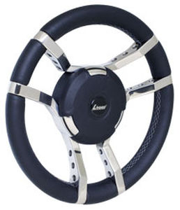 Volant en inox pour bateau à moteur - GWSSBKL - Livorsi Marine - habillage cuir / sport