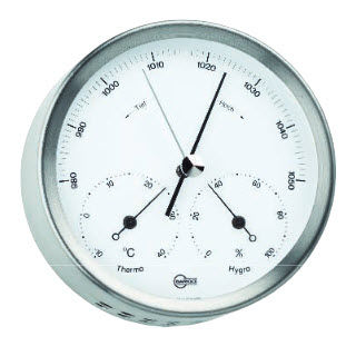 Baromètre analogique - 317M - Barigo - en inox / blanc / thermomètre