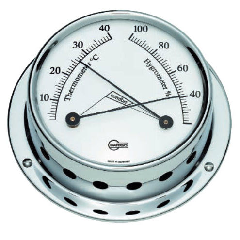 Thermomètre analogique - 9710CR - Barigo - confortmètre / en laiton chromé / °C